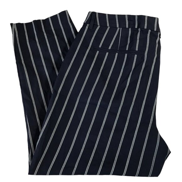 Old Navy HARPER Ladies 14R Pants Mid Rise Cropped Pants Pinstriped Blue White - Picture 9 of 10